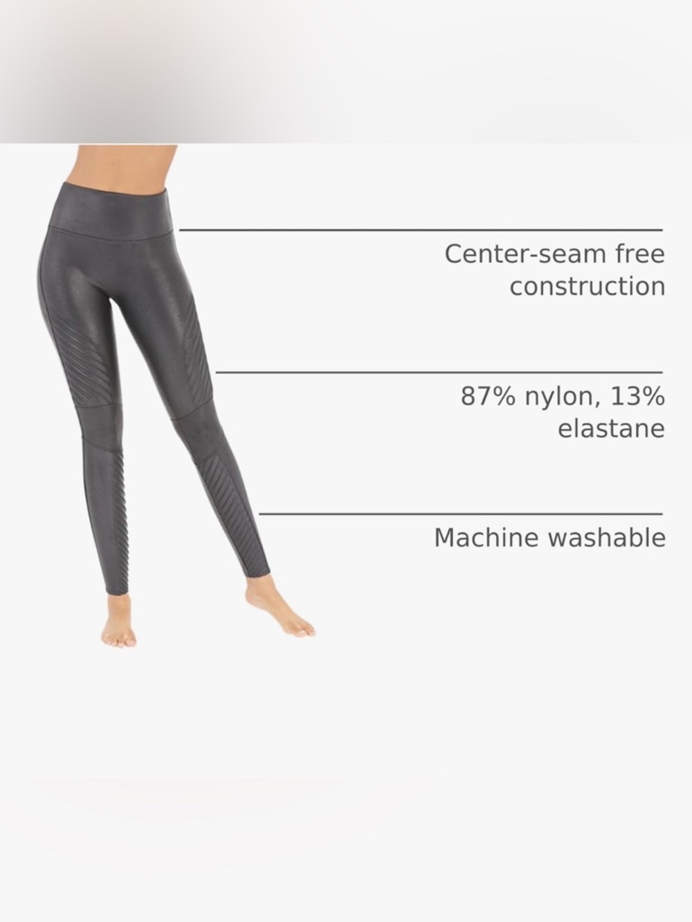 SPANX Shape Faux Leather Moto Leggings in Gunmetal - Picture 8 of 12